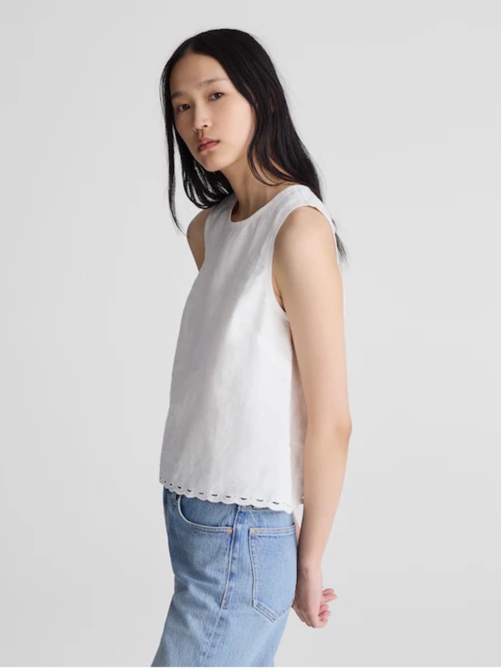 NWT Madewell Lace-Trim Linen Shell Top Ivory Size Small NZ520